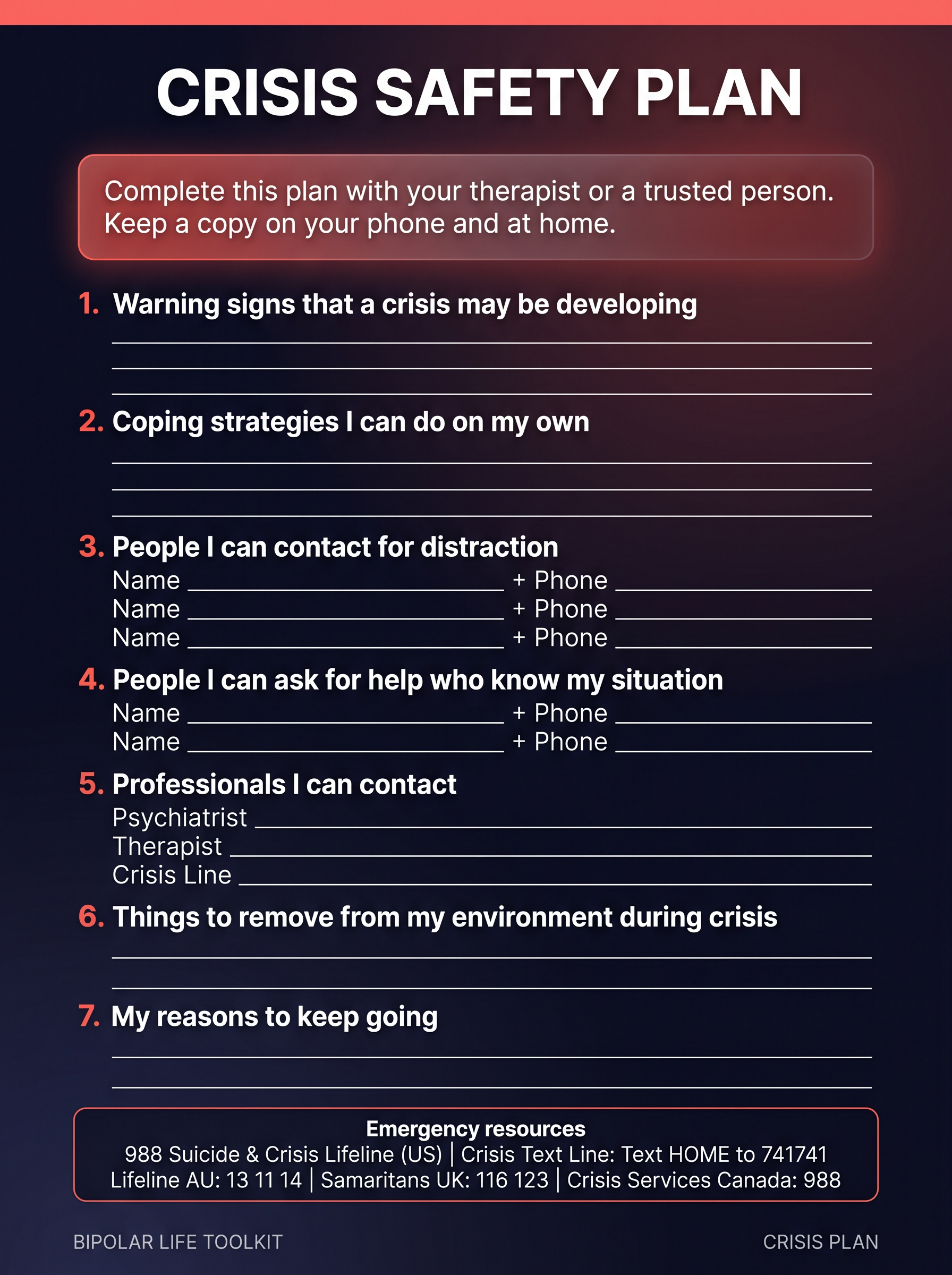 Crisis Safety Plan